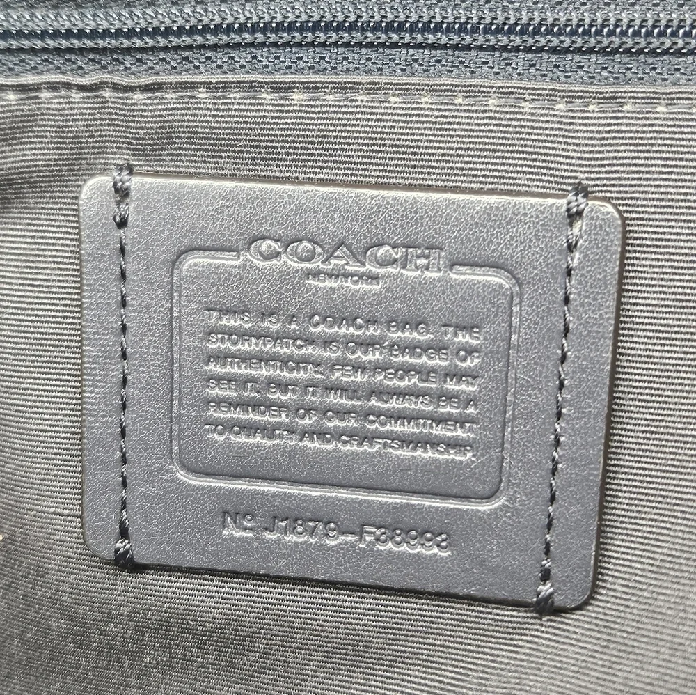 COACH Ava Exotic Trim Tote – Cornflower Snake-Embossed Leather, Zip Closure